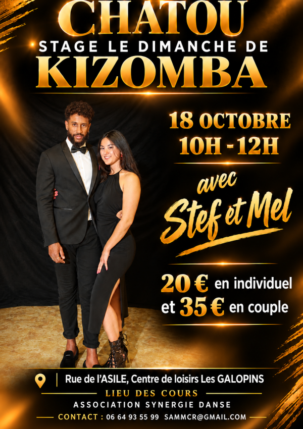 Affiche dorée du stage Kizomba à Chatou