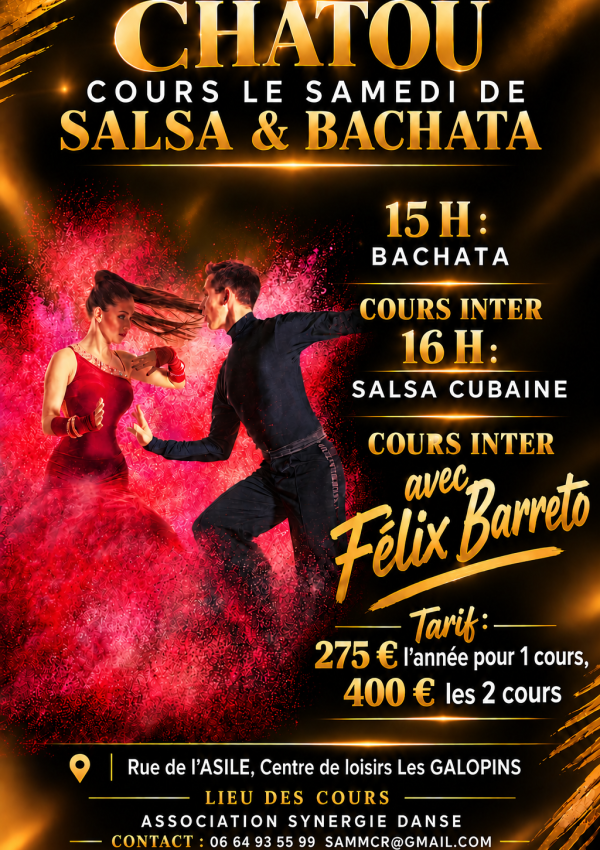 Affiche salsa bachata noire et dorée